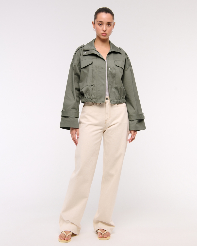 Lightweight Cinched Utility Jacket(muted basil,XXS)