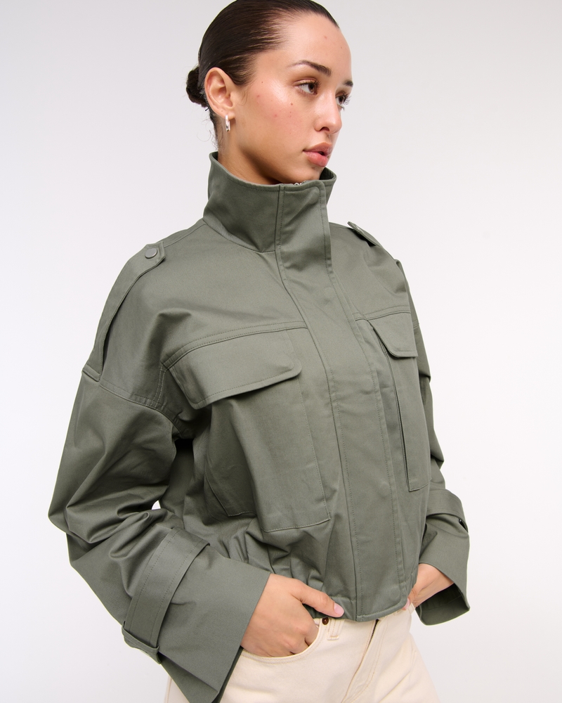Lightweight Cinched Utility Jacket(muted basil,XXS)