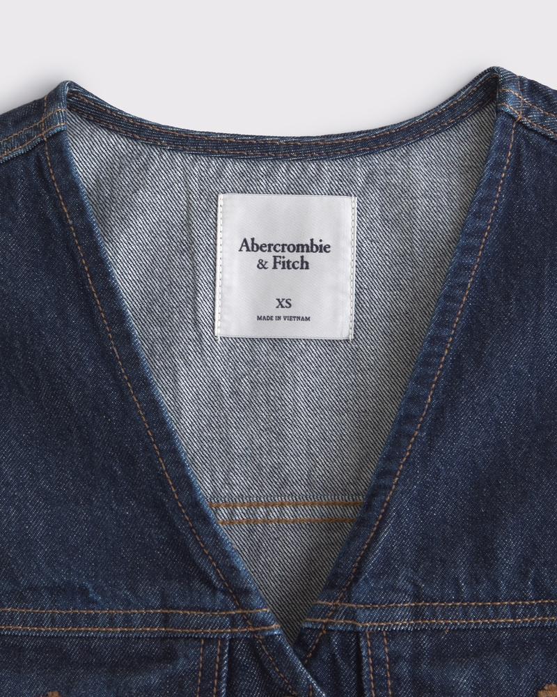 V-Neck Denim Vest(dark wash,XXS)