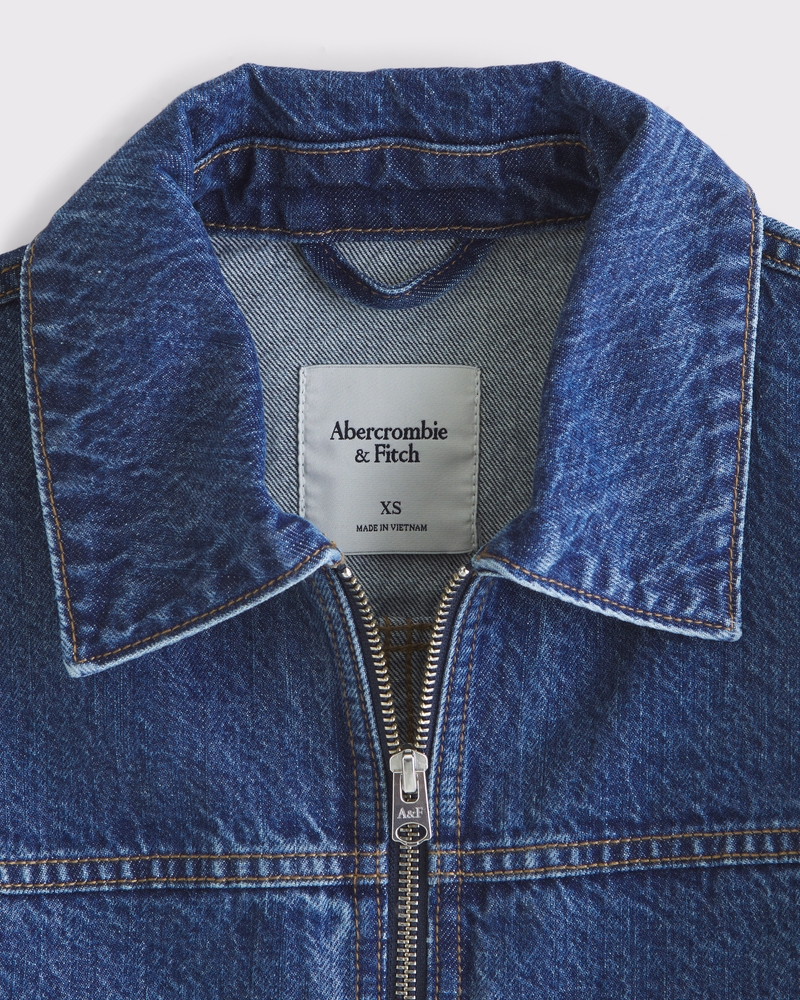 Slim Double-Zip Denim Jacket(medium,XXS)