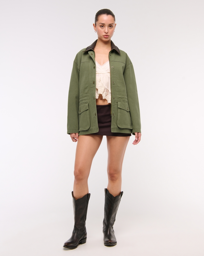 Cinched Waist Workwear Jacket(clover green,XXS)