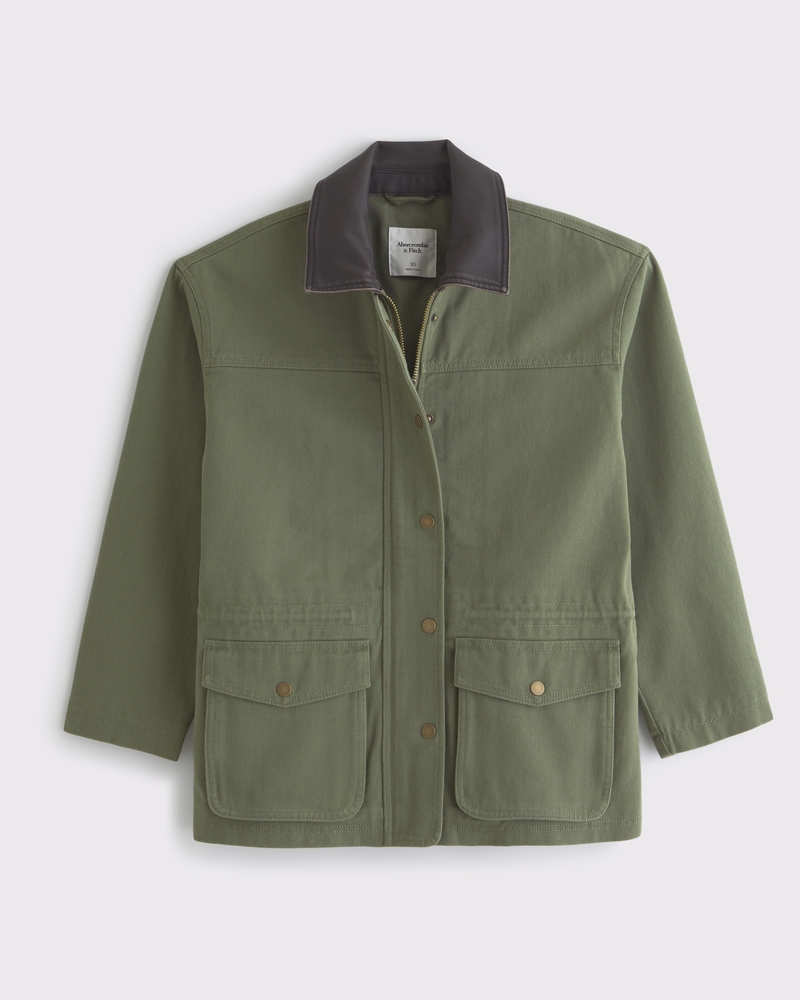 Cinched Waist Workwear Jacket(clover green,XXS)
