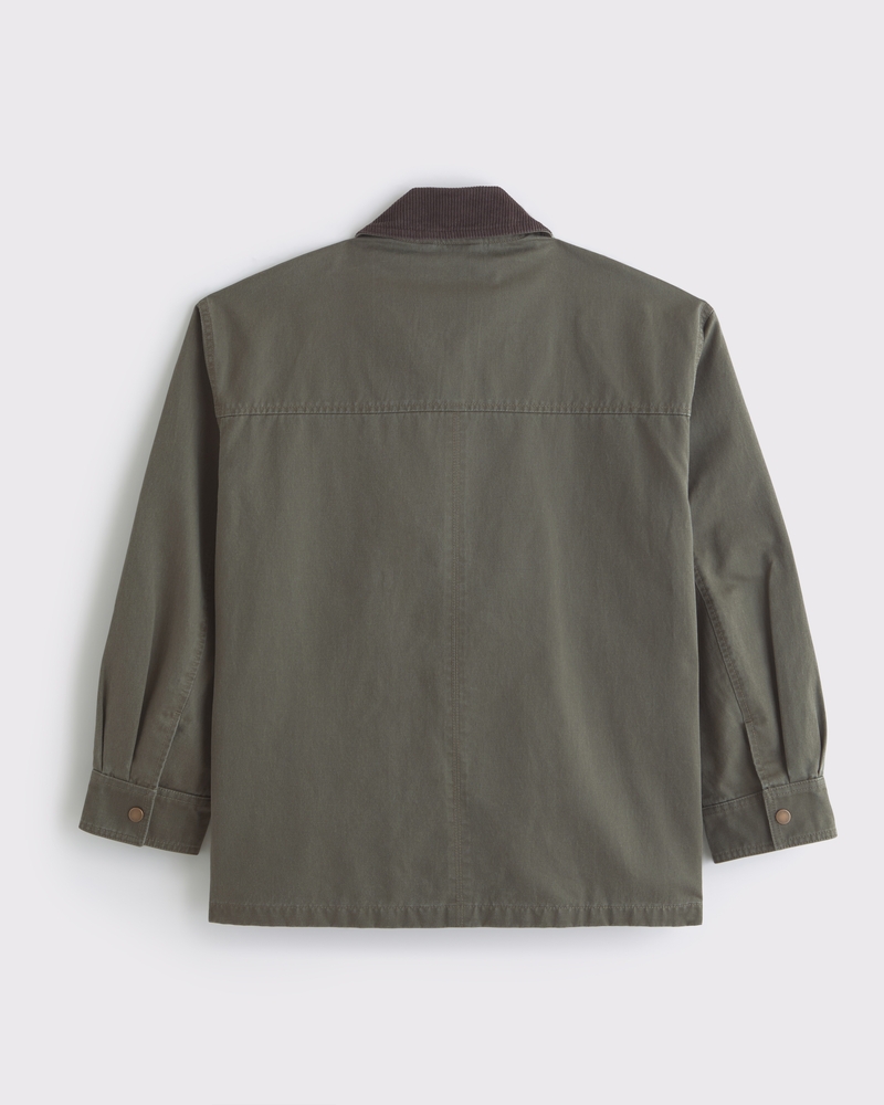 Mid-Length Waxed Barn Jacket(olive,XXS)