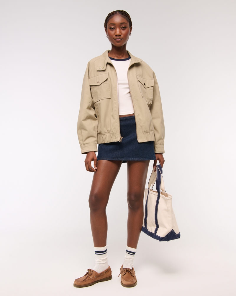 Relaxed Twill Bomber Jacket(creamy brown,XXS)