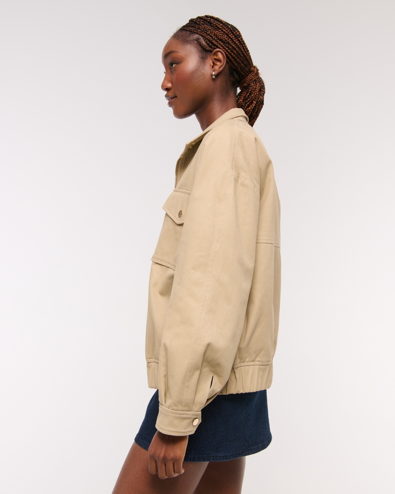 Relaxed Twill Bomber Jacket(creamy brown,XXS)