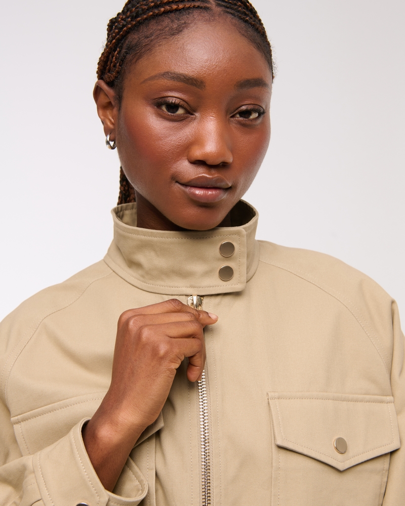 Relaxed Twill Bomber Jacket(creamy brown,XXS)