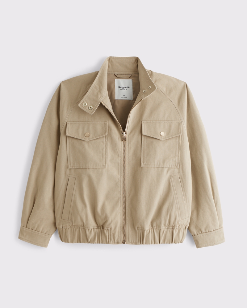 Relaxed Twill Bomber Jacket(creamy brown,XXS)