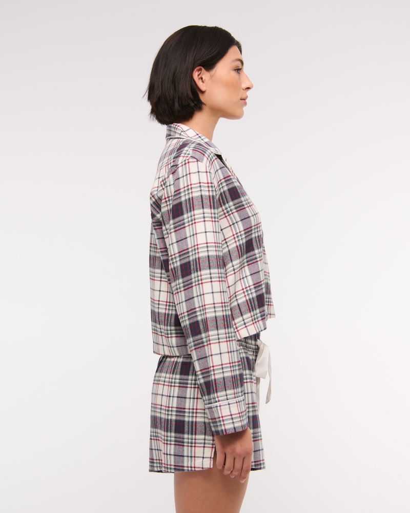 Flannel Sleep Short(navy plaid,XXS)