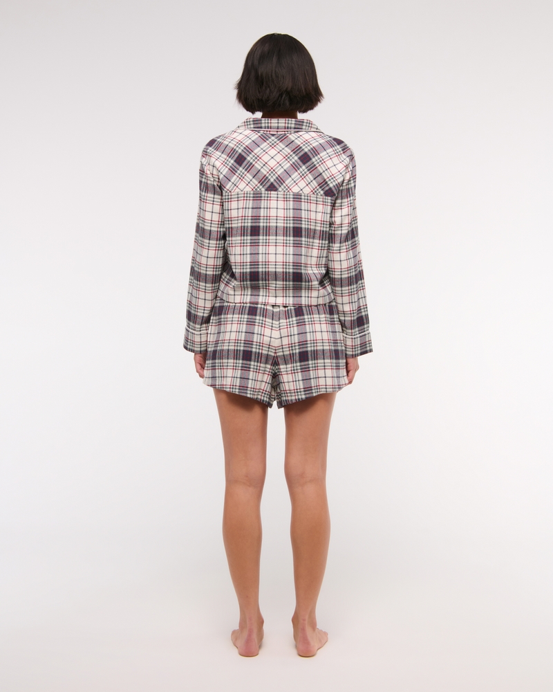 Flannel Sleep Short(navy plaid,XXS)