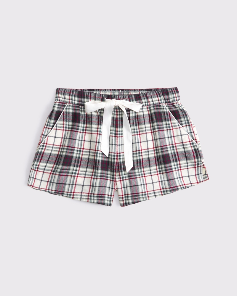 Flannel Sleep Short(navy plaid,XXS)