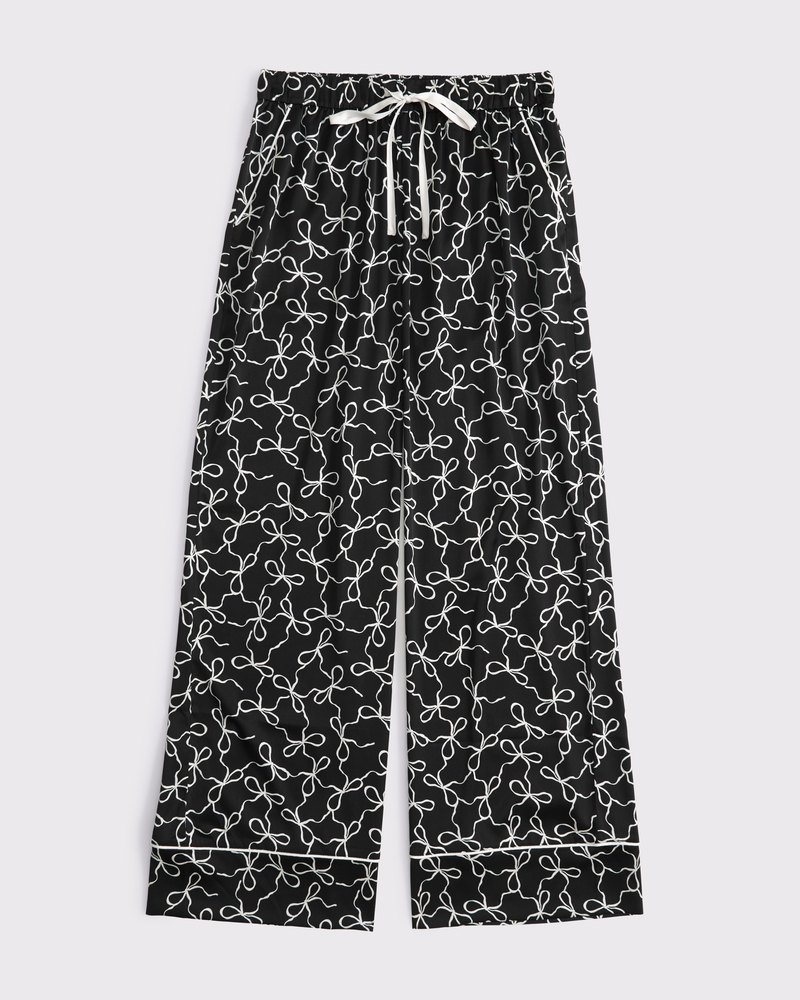 Satin Sleep Pant(black bow,XXS)