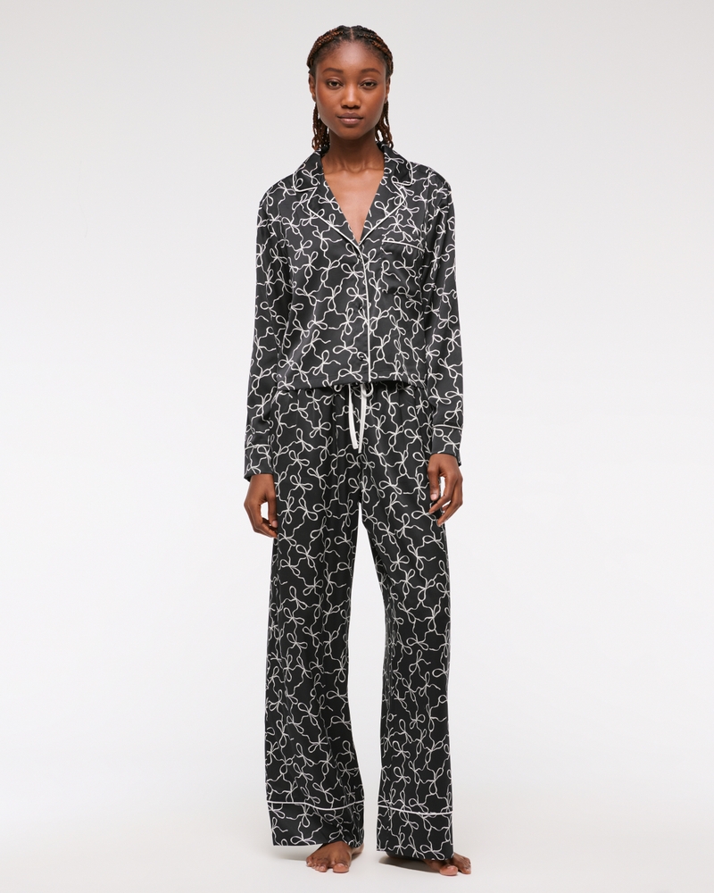Satin Sleep Shirt(black bow,XXS)