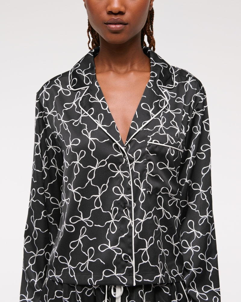 Satin Sleep Shirt(black bow,XXS)