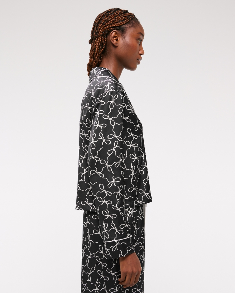 Satin Sleep Shirt(black bow,XXS)