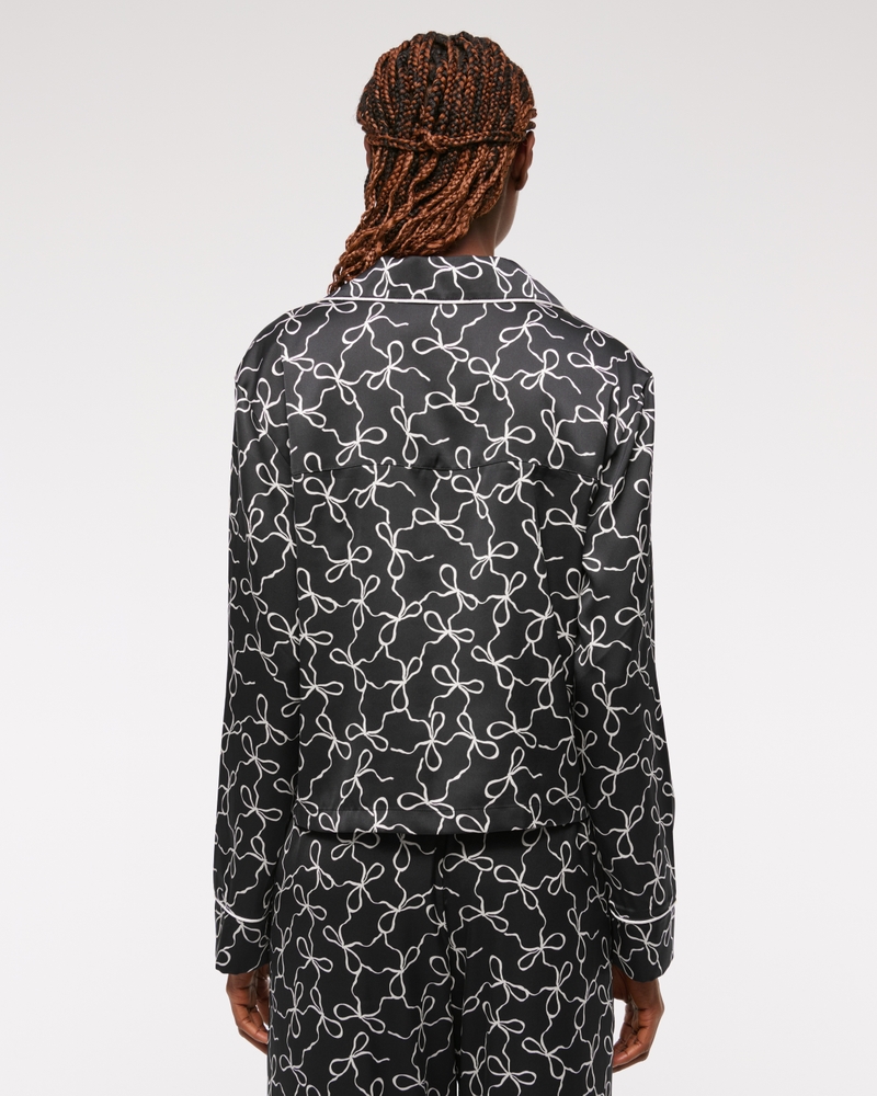 Satin Sleep Shirt(black bow,XXS)