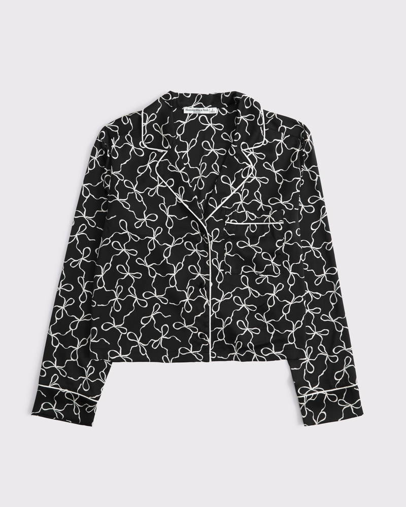 Satin Sleep Shirt(black bow,XXS)