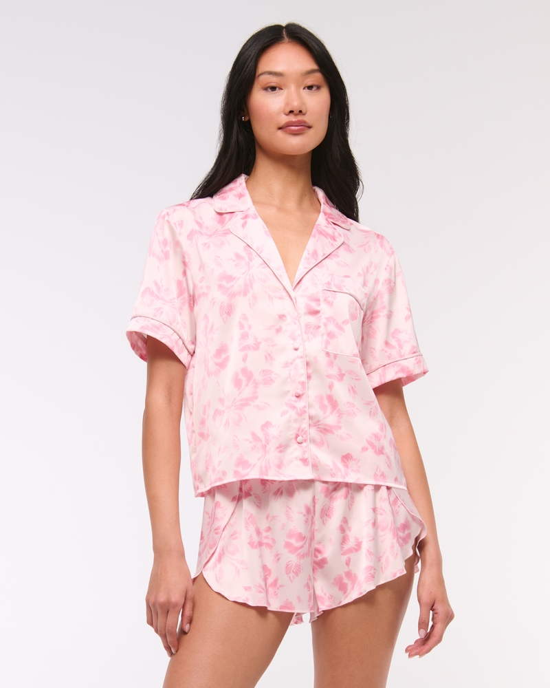 Short-Sleeve Sleep Shirt(pink floral,XXS)