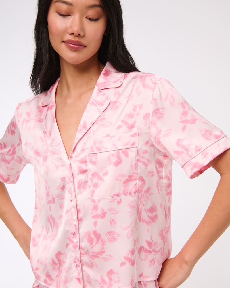 Short-Sleeve Sleep Shirt(pink floral,XXS)