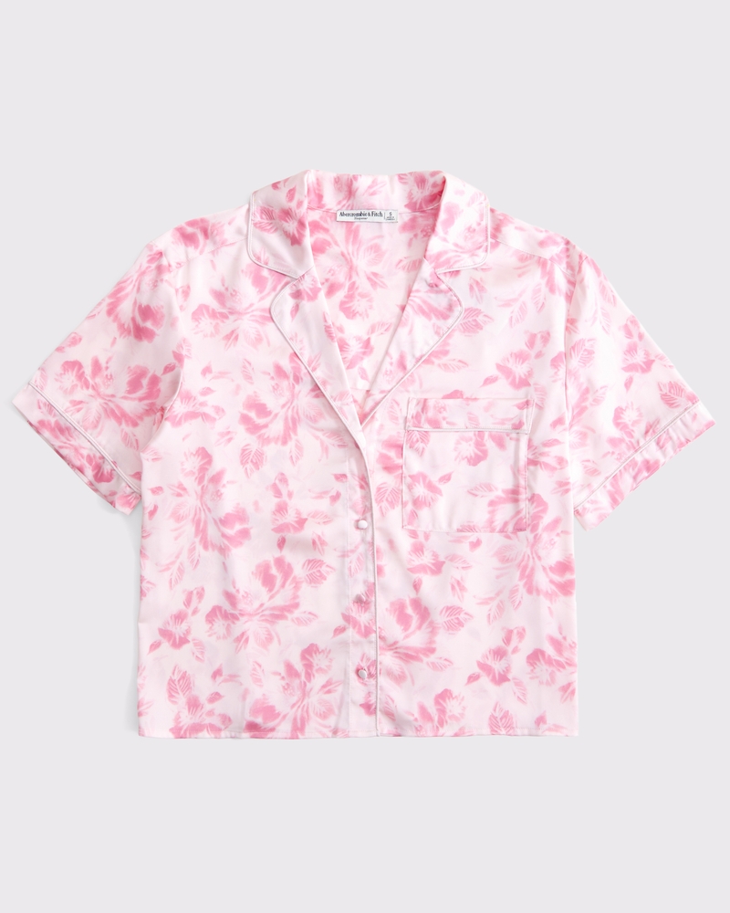 Short-Sleeve Sleep Shirt(pink floral,XXS)