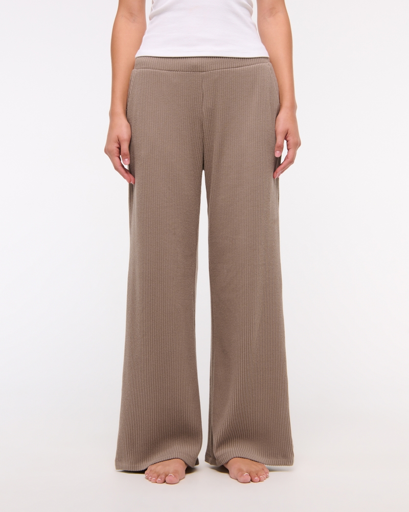 Brushed Rib Wide Leg Sweatpant(taupe,XXS)