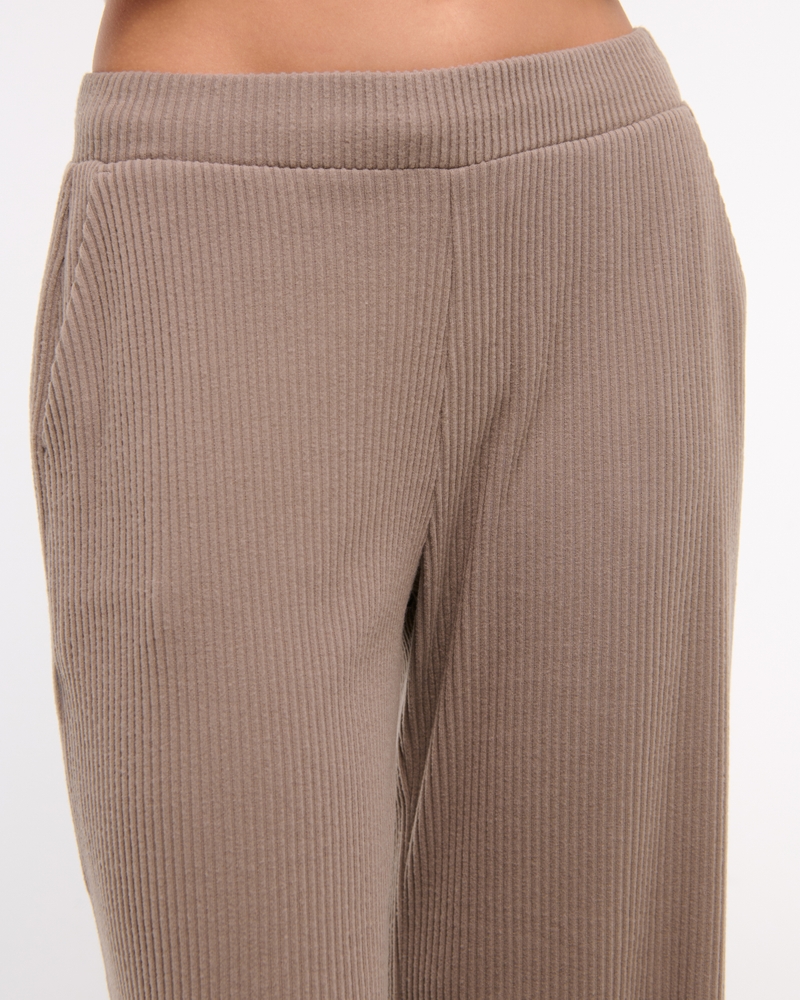 Brushed Rib Wide Leg Sweatpant(taupe,XXS)
