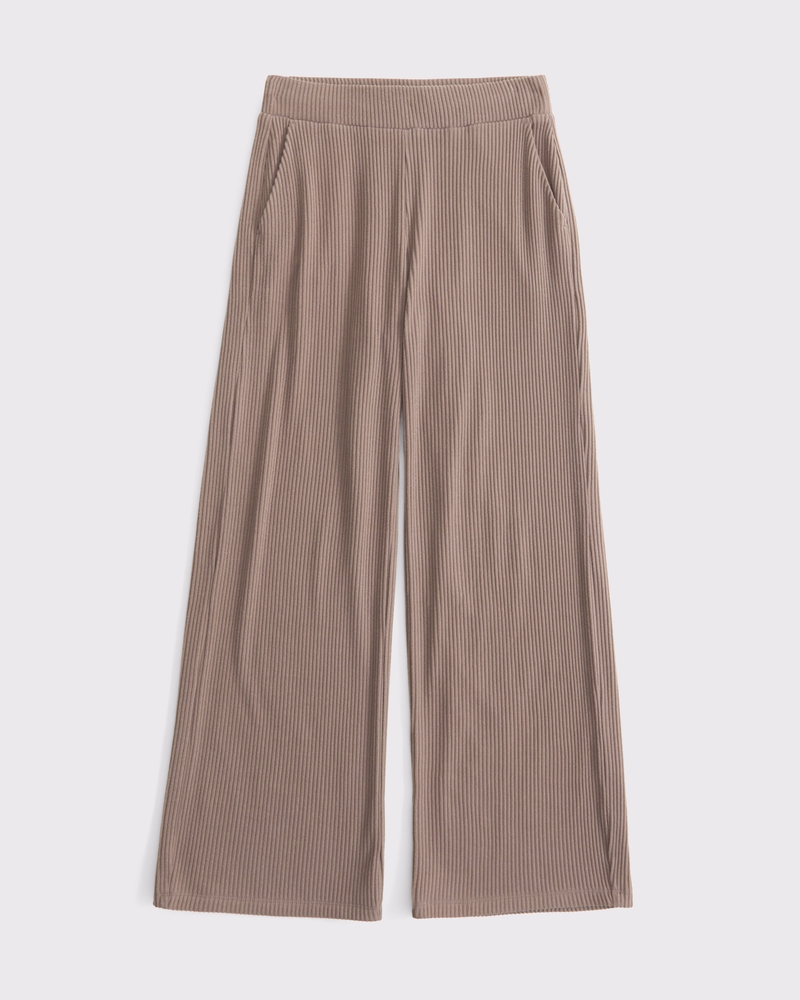 Brushed Rib Wide Leg Sweatpant(taupe,XXS)