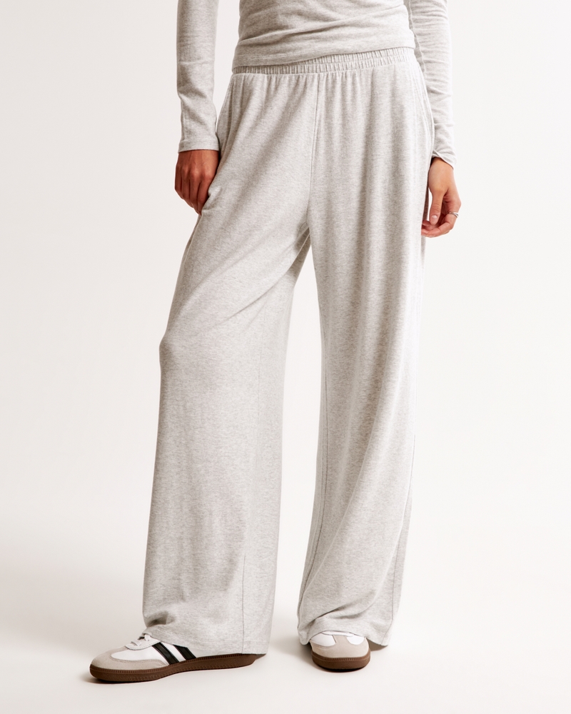Cozy Lounge Knit Wide Leg Sweatpant(light gray,XXS)