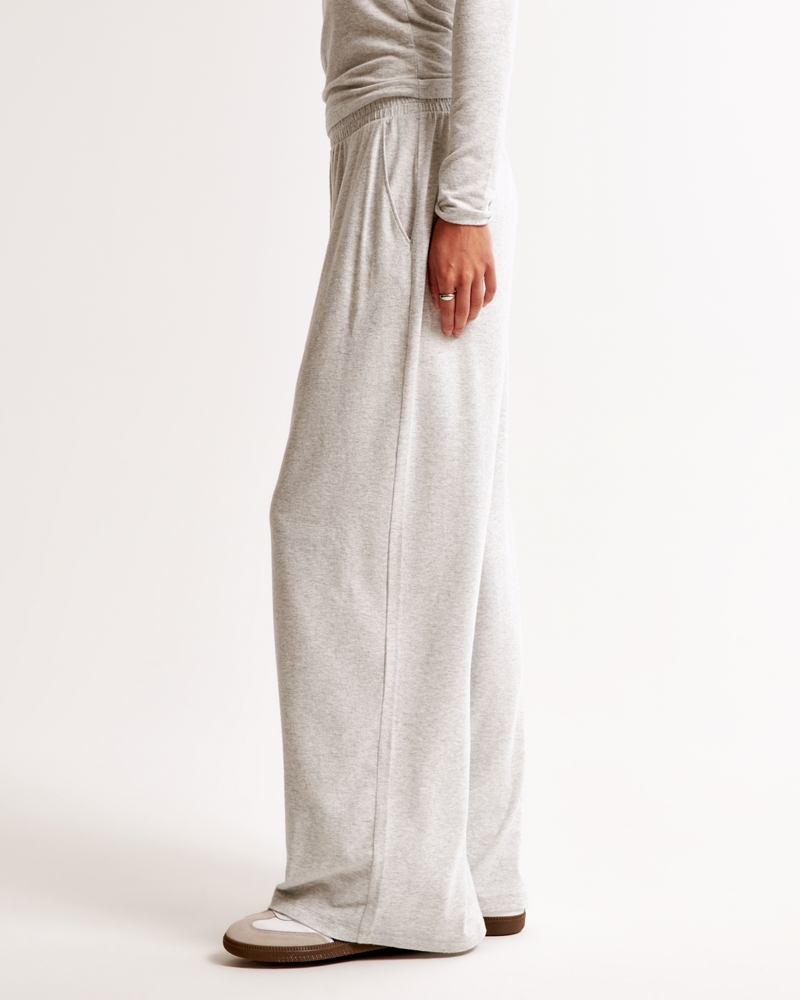 Cozy Lounge Knit Wide Leg Sweatpant(light gray,XXS)