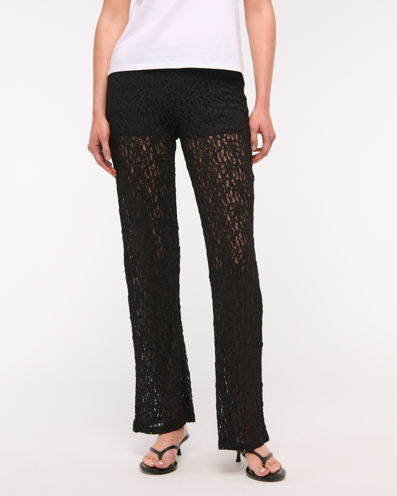 High Rise Knit Lace Pant(black,XXS)