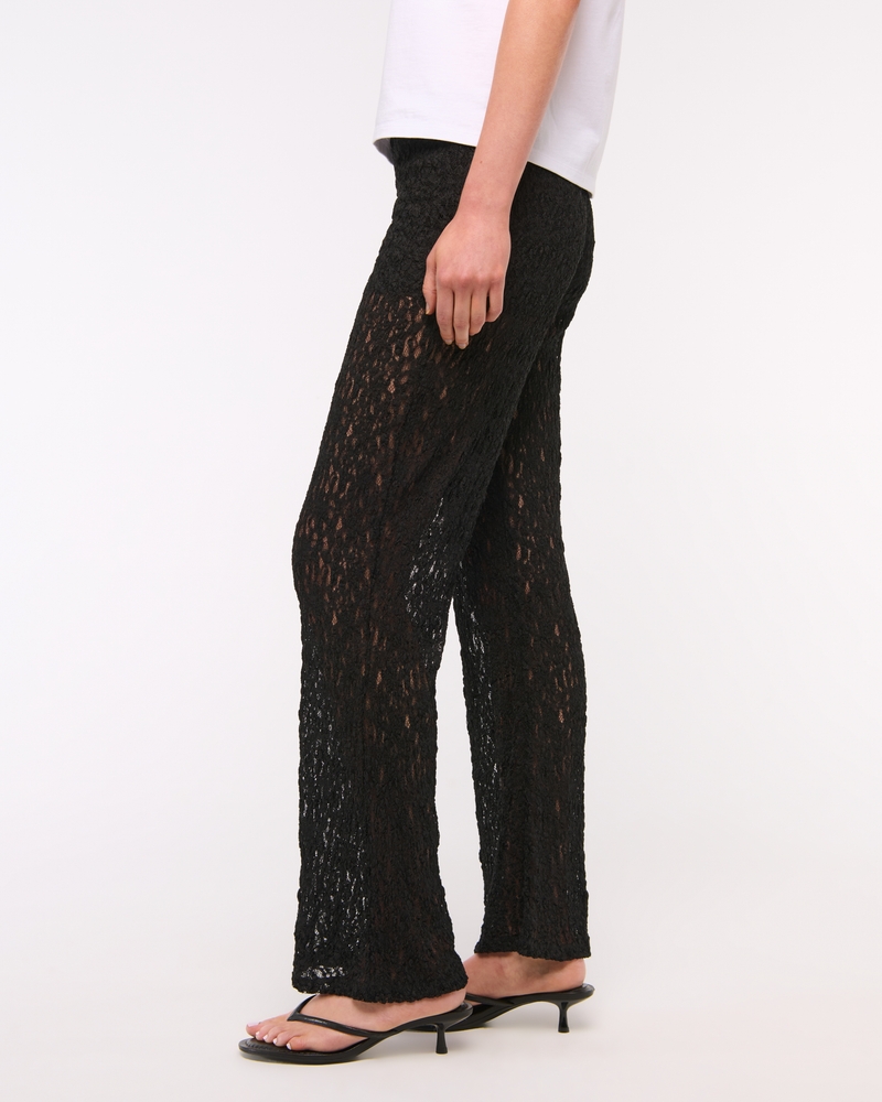 High Rise Knit Lace Pant(black,XXS)