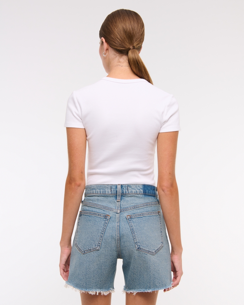 High Rise Dad Short(medium wash,23)