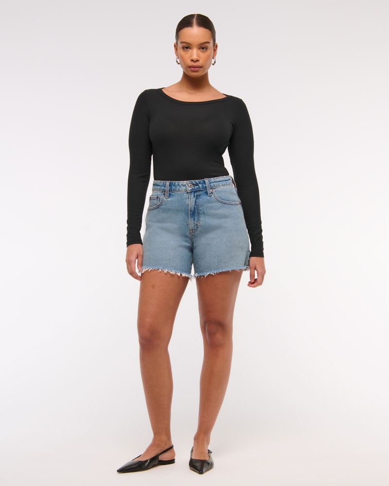 Curve Love High Rise Dad Short(medium wash,23)