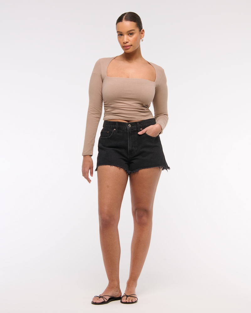 Curve Love High Rise Mom Short(black destroy,23)
