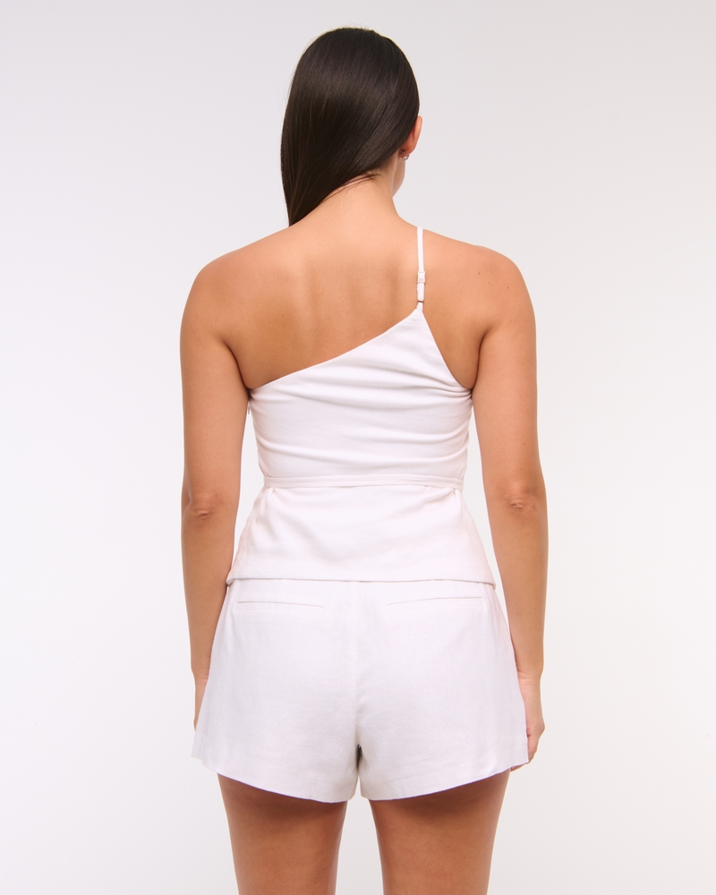 Curve Love A&F Sloane Tailored Linen-Blend Short(white,23)