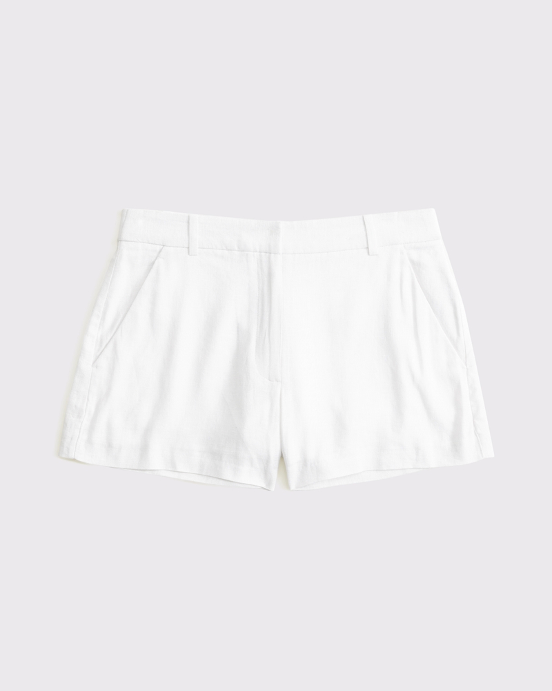Curve Love A&F Sloane Tailored Linen-Blend Short(white,23)