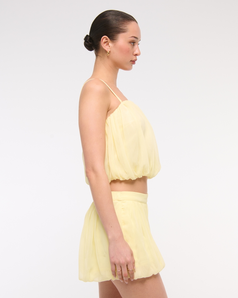 Mid Rise Bubble Hem Short(pastel yellow,XXS)