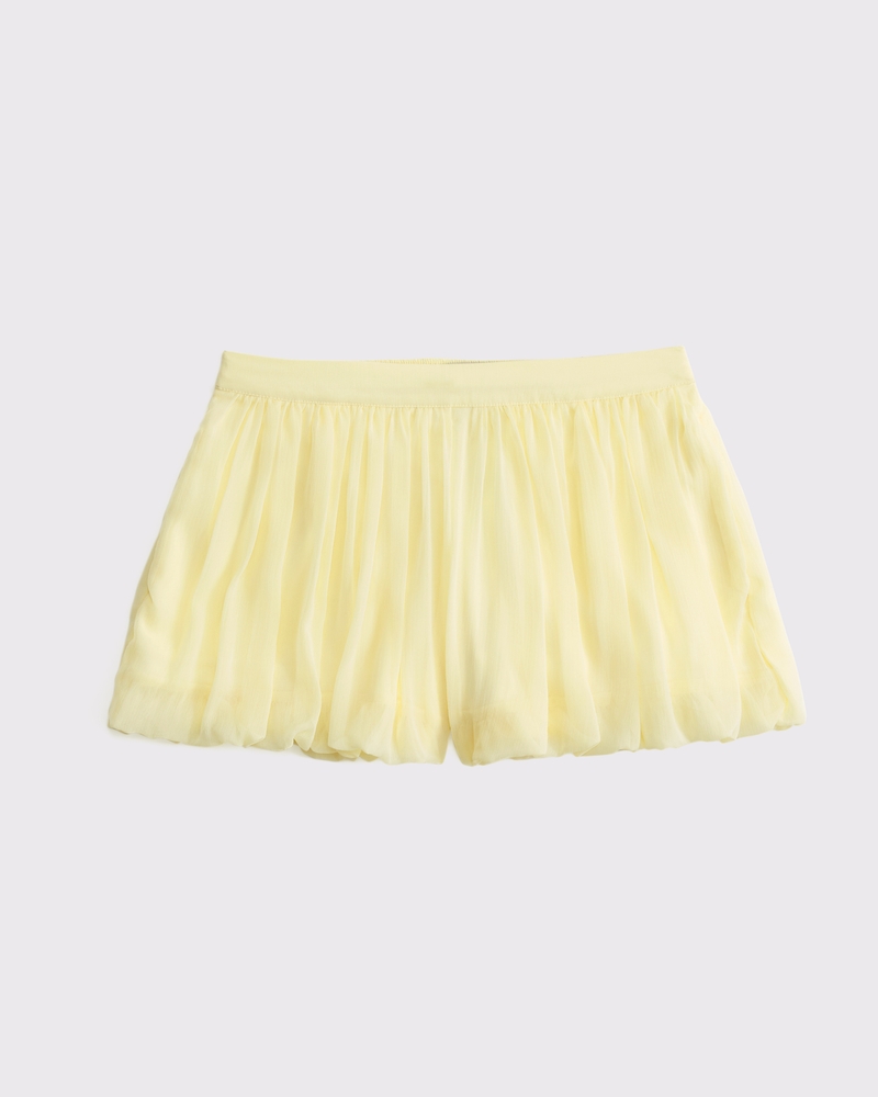 Mid Rise Bubble Hem Short(pastel yellow,XXS)