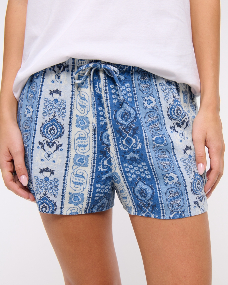 High Rise Flirty Short(blue pattern,XXS)