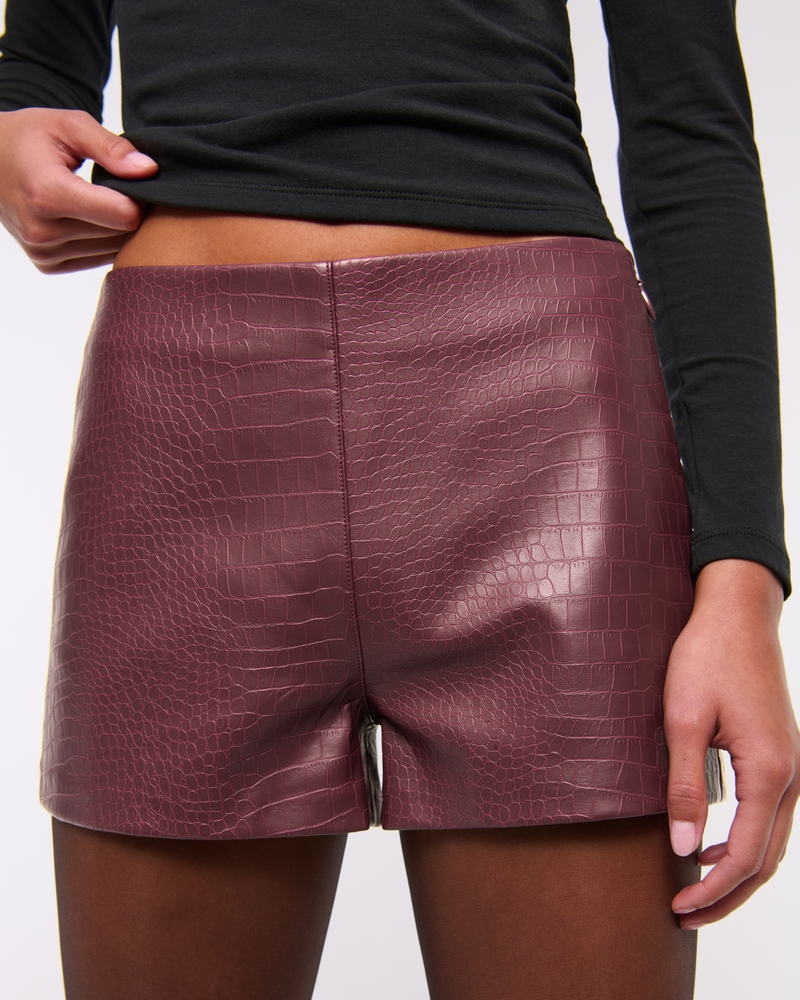 Stretch Vegan Leather Micro Short(red wine,23)