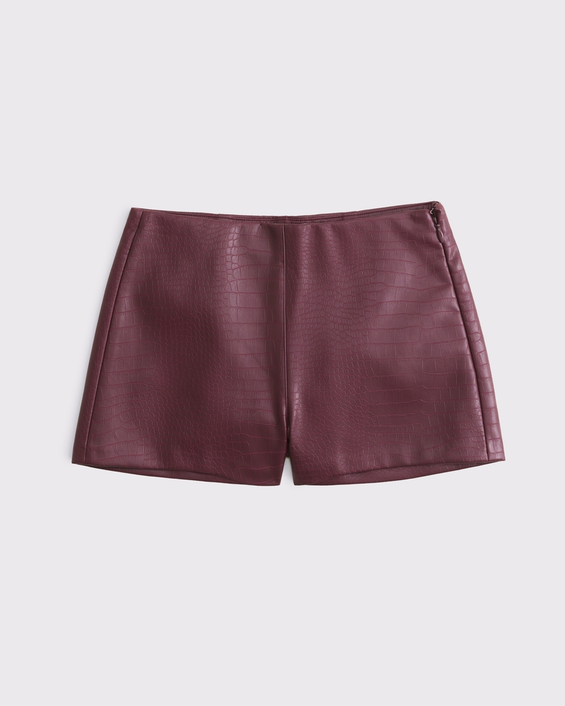 Stretch Vegan Leather Micro Short(red wine,23)