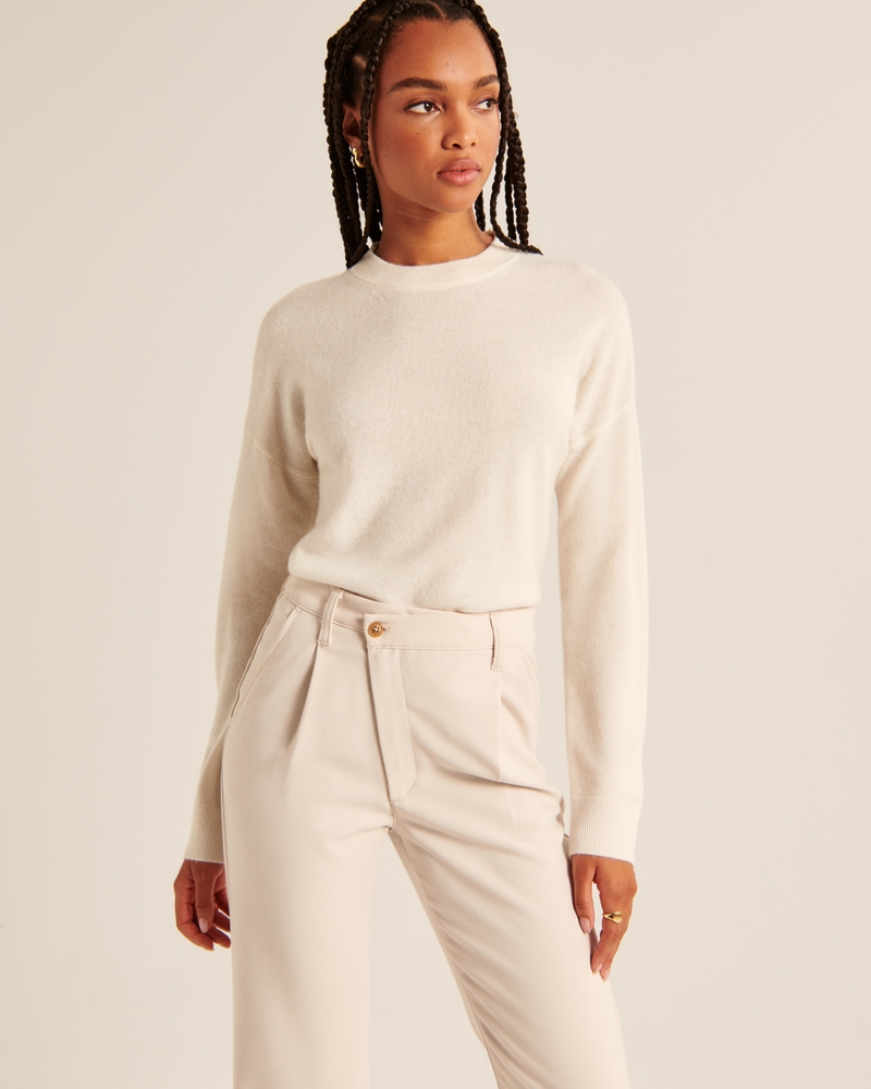 Cashmere Crew Sweater(white,XXS)