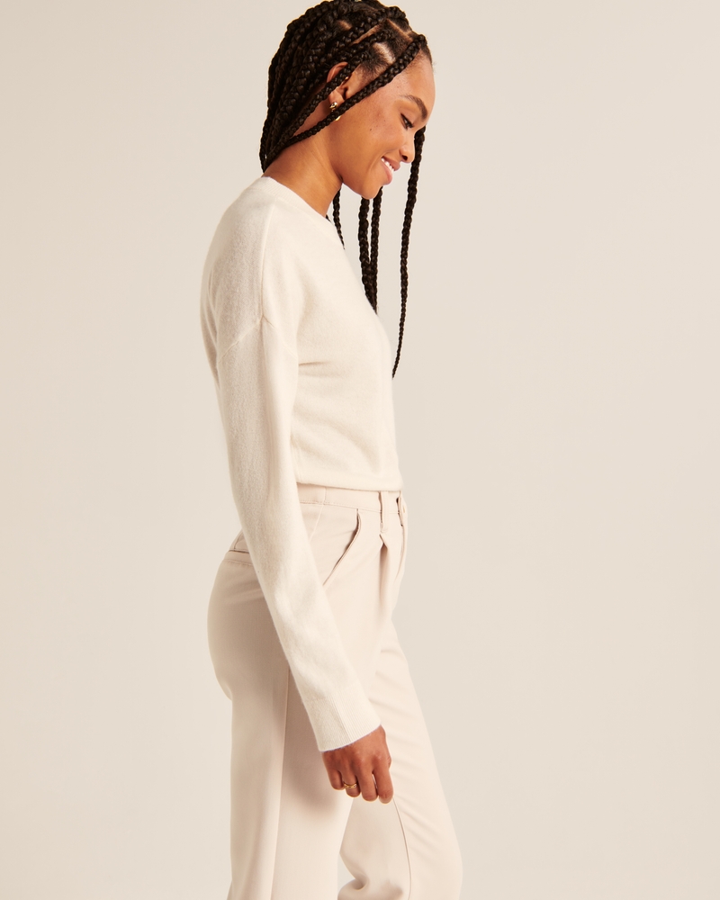 Cashmere Crew Sweater(white,XXS)