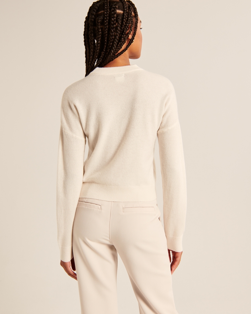 Cashmere Crew Sweater(white,XXS)
