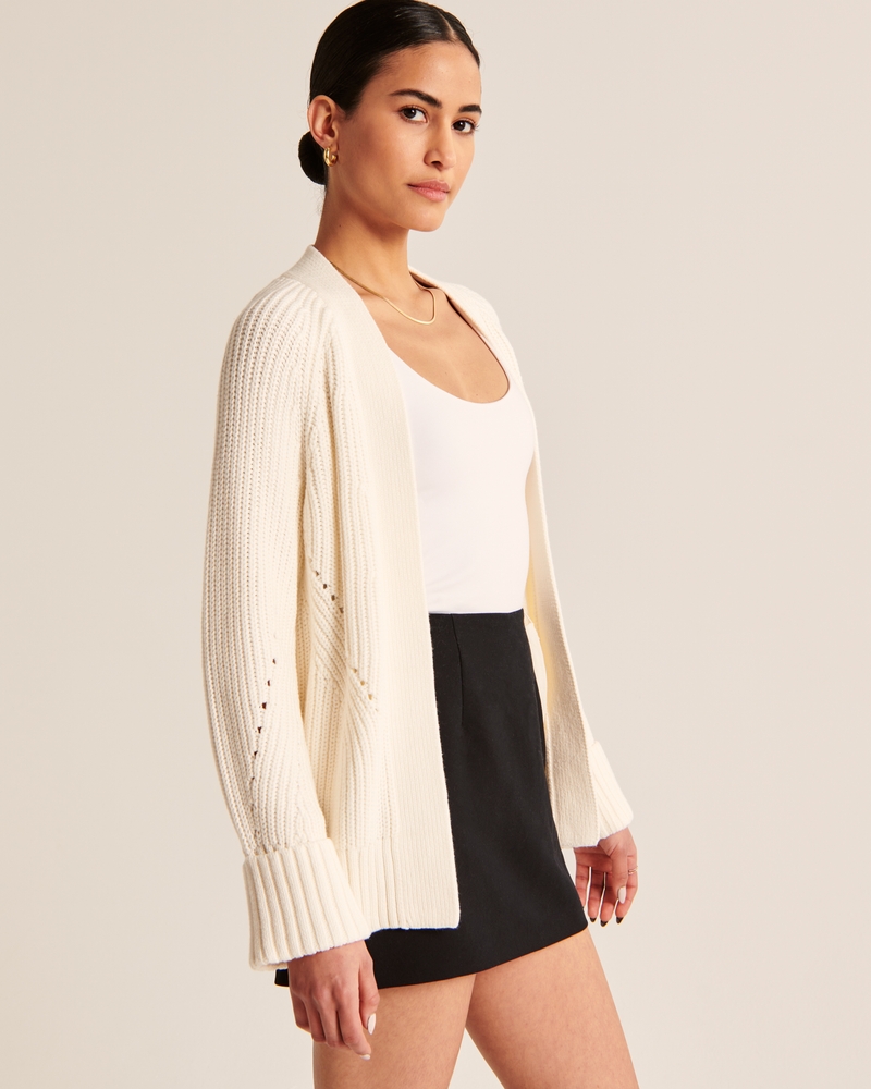 Easy Long-Length Cardigan(white,XXS)