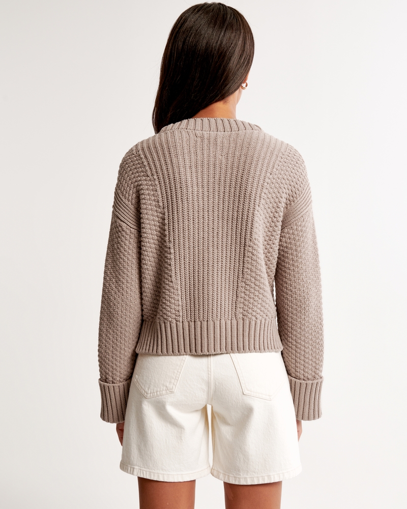 The A&F Cameron Seed Stitch Cardigan(brown,XXS)