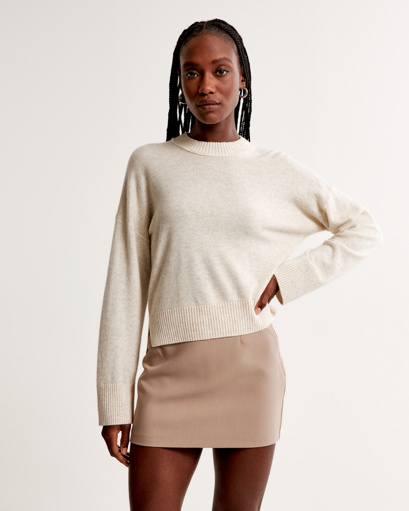 Cashmere Crew Sweater(cream,XXS)