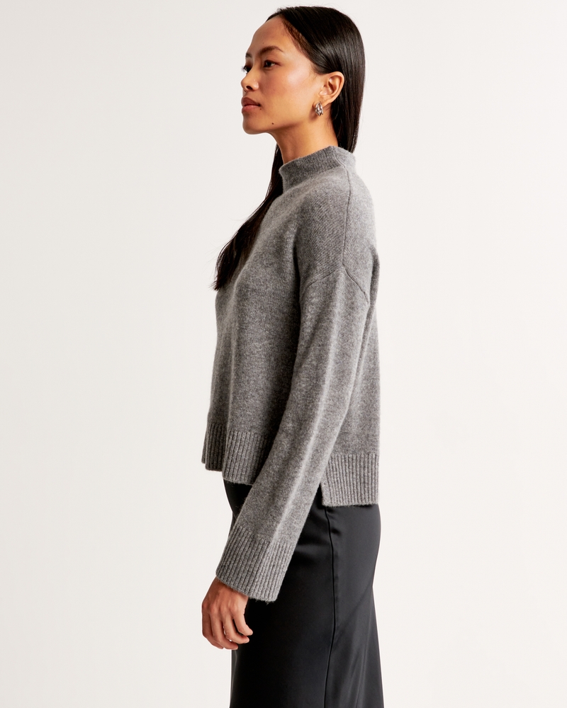 Cashmere Mockneck Sweater(grey,XXS)