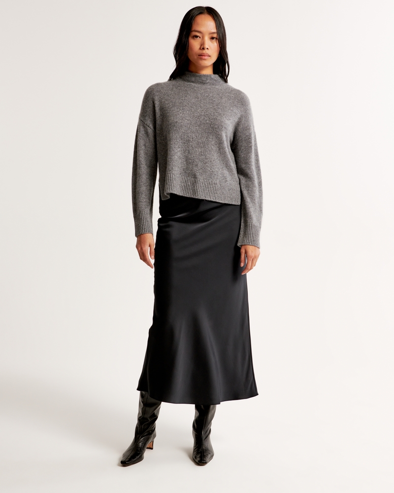 Cashmere Mockneck Sweater(grey,XXS)