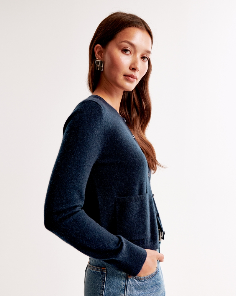Cashmere Crew Cardigan(navy,XXS)
