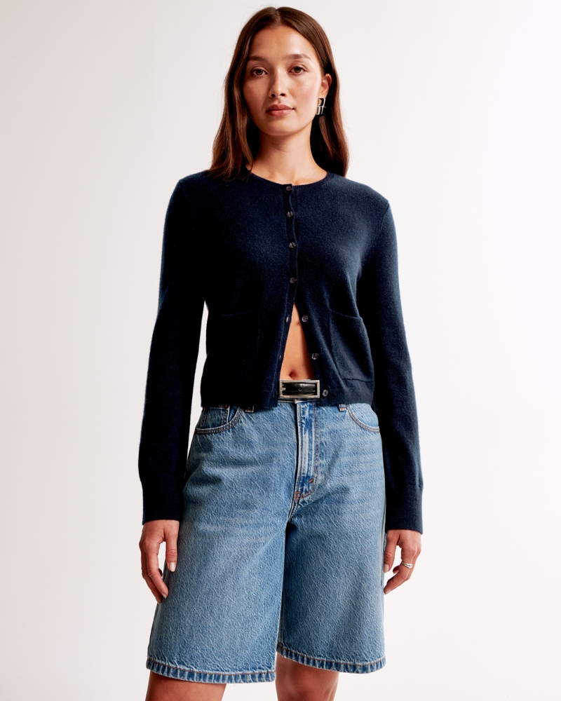 Cashmere Crew Cardigan(navy,XXS)